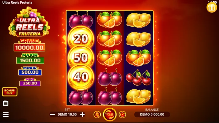 Ultra Reels Fruteria - tela principal de jogo 3 por 5